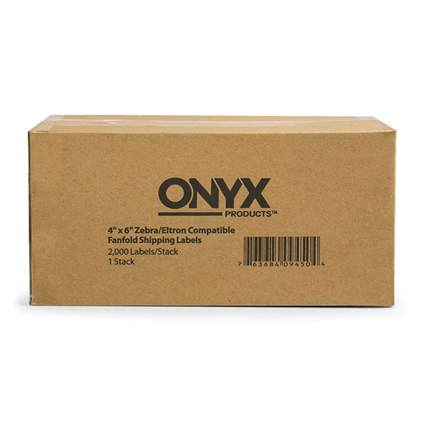 ONYX Products® 4" x 6" Zebra/Eltron Compatible Fanfold Shipping Labels, 2000 Labels/Stack