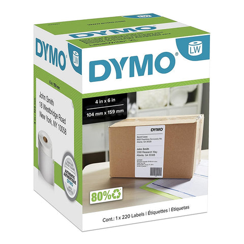 DYMO LabelWriter Extra Large 4" x 6" Shipping Label Rolls, 220 Labels/Roll