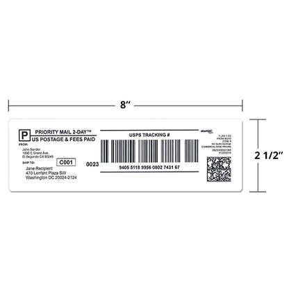 2 1/2" x 8" Shipping Labels