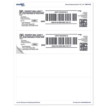 2 1/2" x 8" Shipping Labels