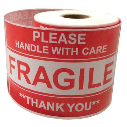 3"x5" Glossy Fragile Handle with Care Adhesive Label