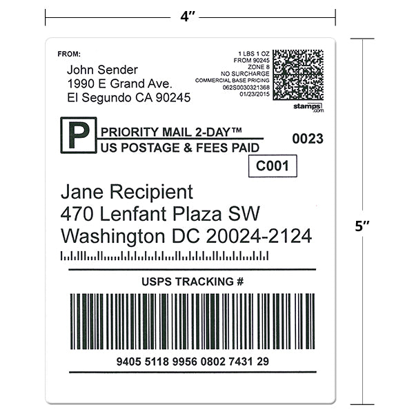 4" x 5" Shipping Labels