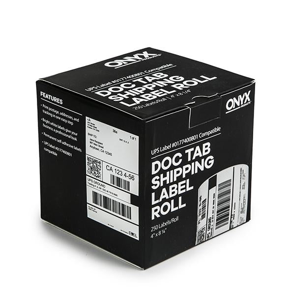 ONYX Products® 4" x 8 1/4" UPS DocTab Shipping Label Rolls, 250 Labels/Roll