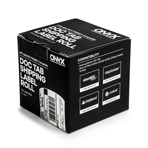 ONYX Products® 4" x 8 1/4" UPS DocTab Shipping Label Rolls, 250 Labels/Roll