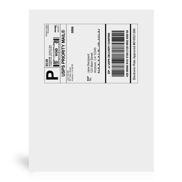 8 1/2" x 11" Shipping Labels, 25 Labels