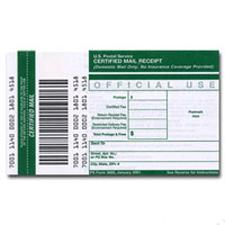 Receipt for Certified Mail, 10/pack
