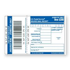 Domestic Insurance Receipt (Over $500 Indemnity Coverage), 10/pack