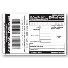 Domestic Insurance Receipt (Under $500 Indemnity Coverage), 10/pack