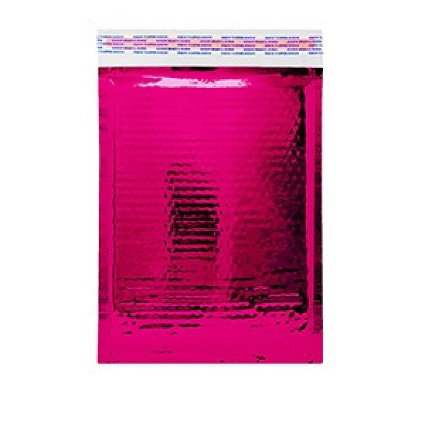 Size (#0) 6.5"x9" Metallic Glamour Hot Pink Bubble Mailer with Peel-N-Seal