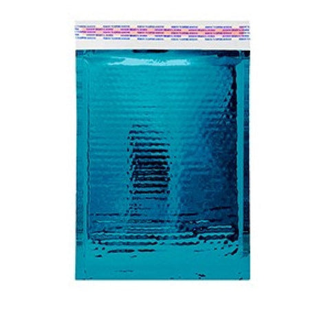 Size (#0) 6.5"x9" Metallic Glamour Teal Bubble Mailer with Peel-N-Seal