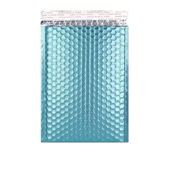 Size (#2) 8.5"x11" Metallic Aqua Bubble Mailer with Peel-N-Seal