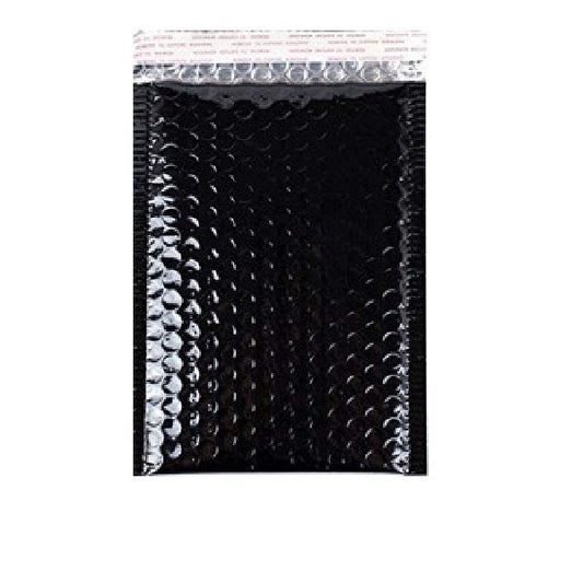 Size (#4) 9.5"x13.5" Metallic Glossy Black Bubble Mailer with Peel-N-Seal