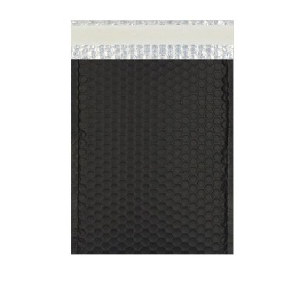 Size (#0) 6.5"x9" Metallic Matte Black Bubble Mailer with Peel-N-Seal